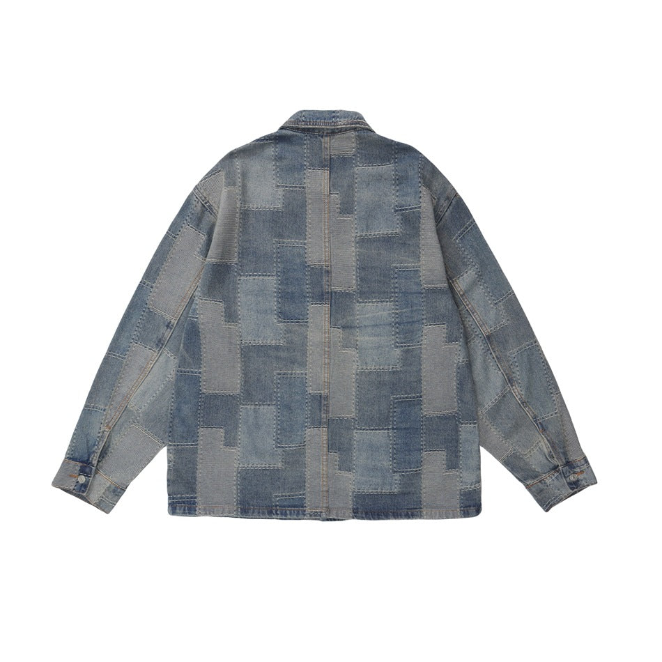 Unisex Jacket Casual Denim Jacket Men's and Women's Polo Collar Top Coat