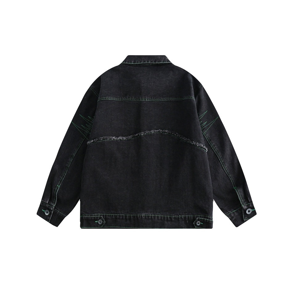 Unisex Jacket Spring and Autumn Vintage Denim Jacket Loose Denim Jacket