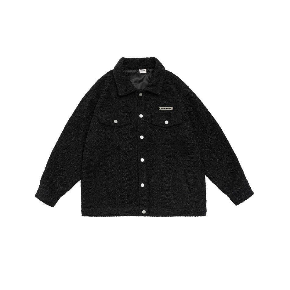 Unisex Jacket Retro Lapels Jacket Men and Women Couple Baggy Coat