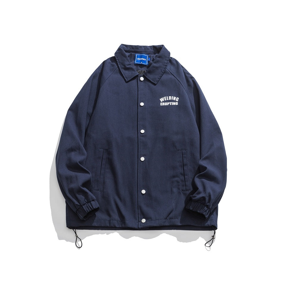 Unisex Jacket Overalls Men's and Women's Loose Lapels Coach Jacket