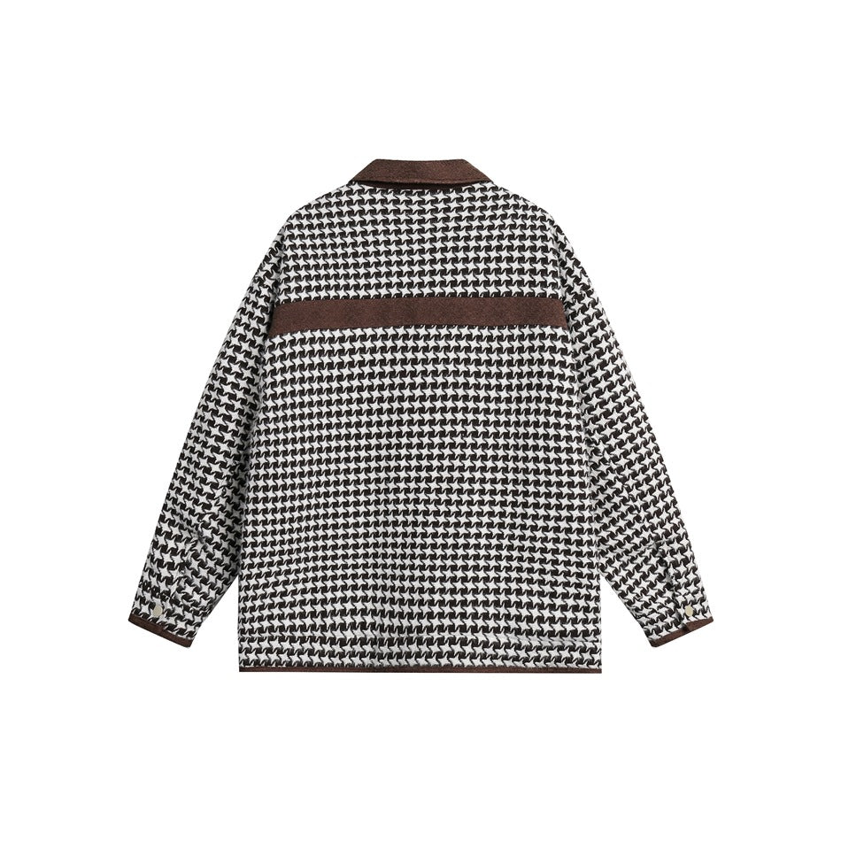 Unisex Jacket Autumn Winter Retro Houndstooth Jacket Loose Lapels Coat