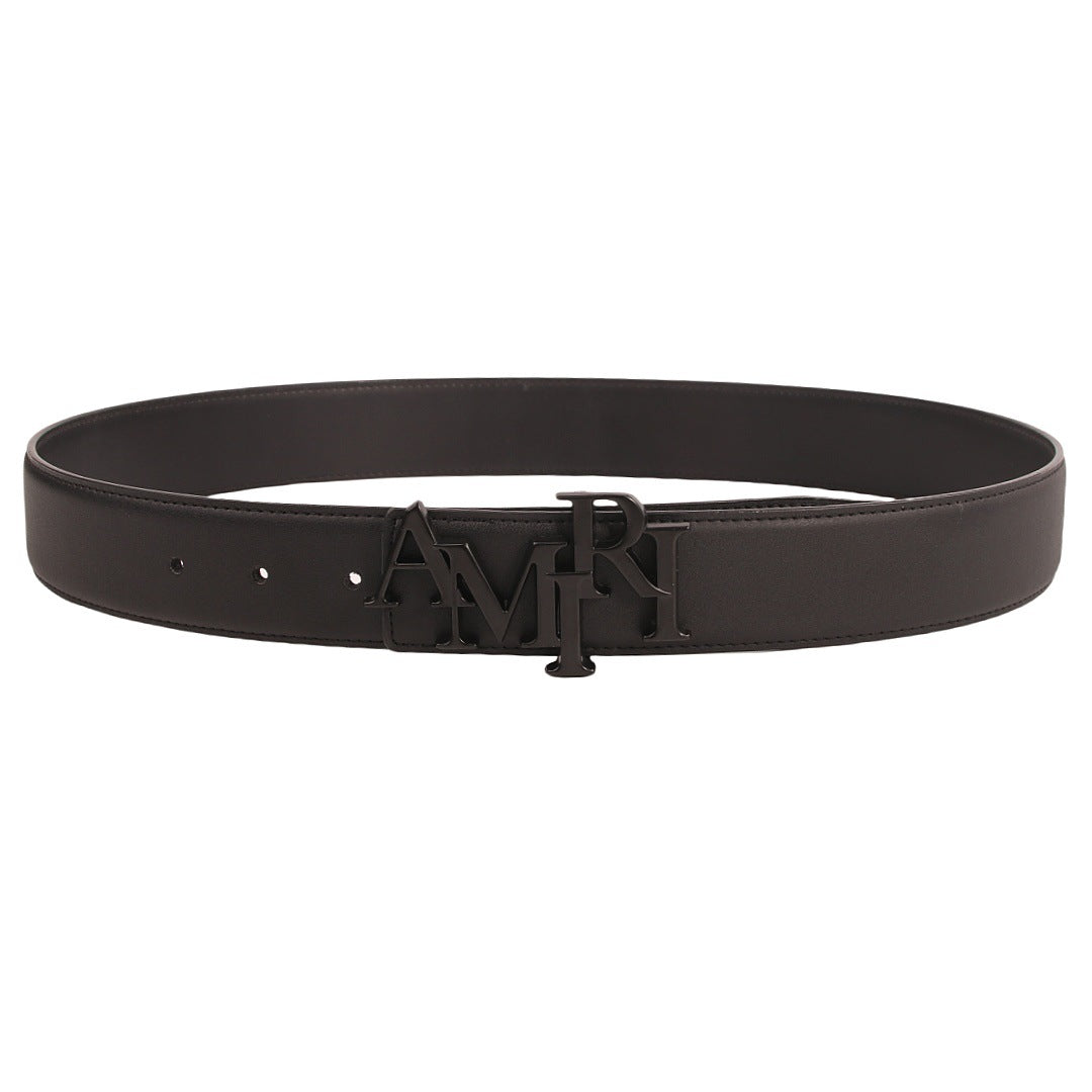 Amiri Belt Cross-border Popular Men's Belt Smooth  Neutral belt casual with jeans shipped with boxBuckle Letter Belt Youth Plaid Belt Trendy Casual Belt