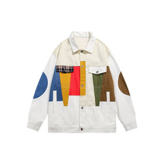 Unisex Jacket Contrast Color Jacket Couple Loose Lapels Coat