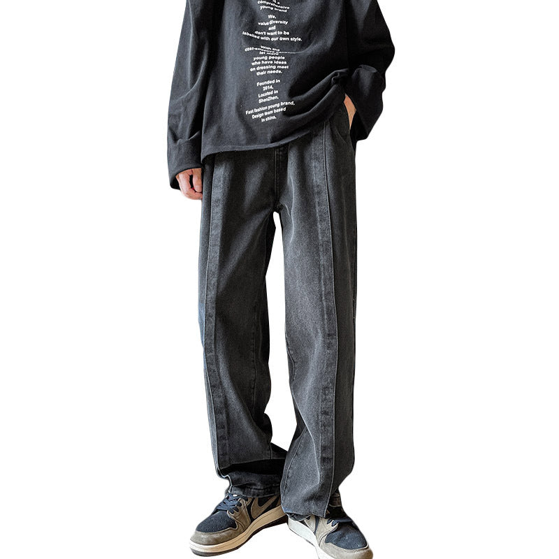 Men Jeans Fall Baggy Straight Trousers Wide Leg Trousers
