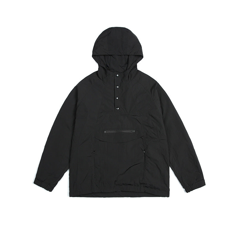 Unisex Jacket Retro Nylon Hooded Jacket Men's and Women's Mechanical Style Jacket Coat