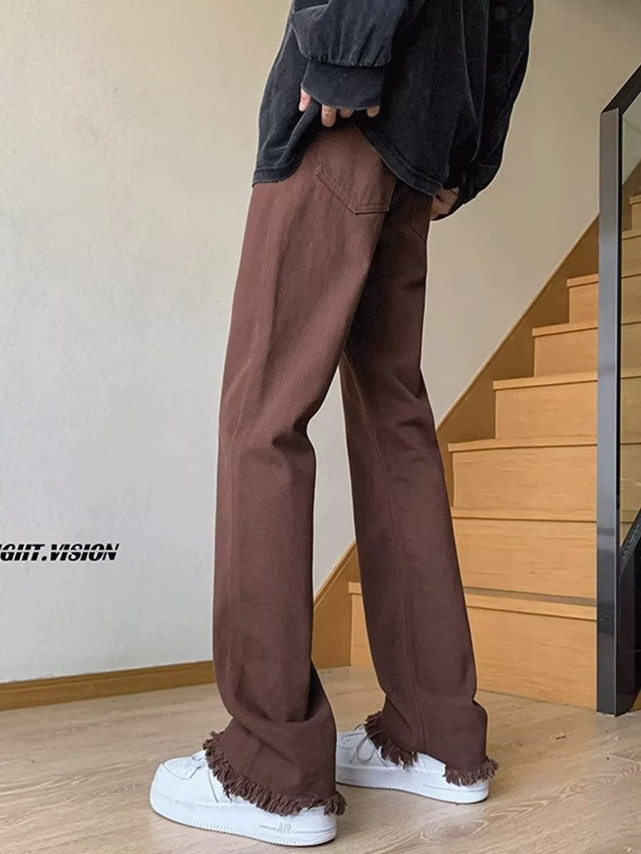 Men Jeans Vintage Jeans Men's Autumn Straight Pants Bootcut Casual Trousers