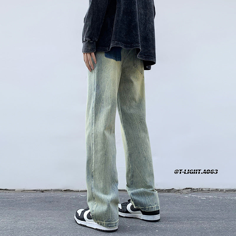 Men Jeans Gradient Jeans Straight-Leg Pants Casual Trousers