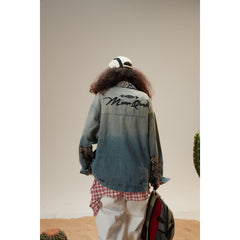 Unisex Jacket Washed Denim Clothes Jacket Lapel Loose Men and Women Same Style Overalls