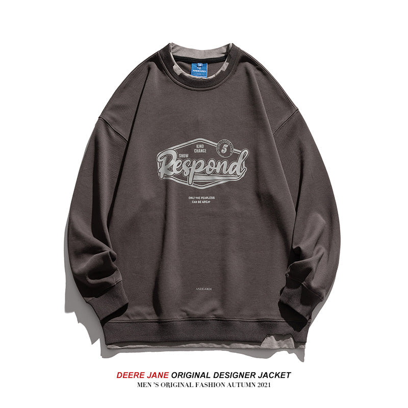 Men Pullover Hoodie Patchwork round Neck Sweater Men's and Women's Spring and Autumn Loose Top