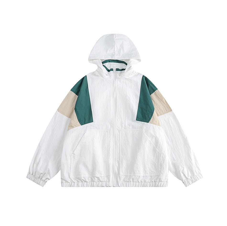 Unisex Jacket Vintage Loose Lapel Mechanical Style Hooded Sports Jacket