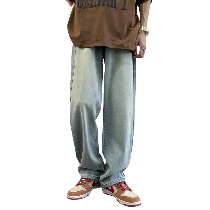 Men Jeans Retro Washed Straight Jeans Men's Autumn Loose