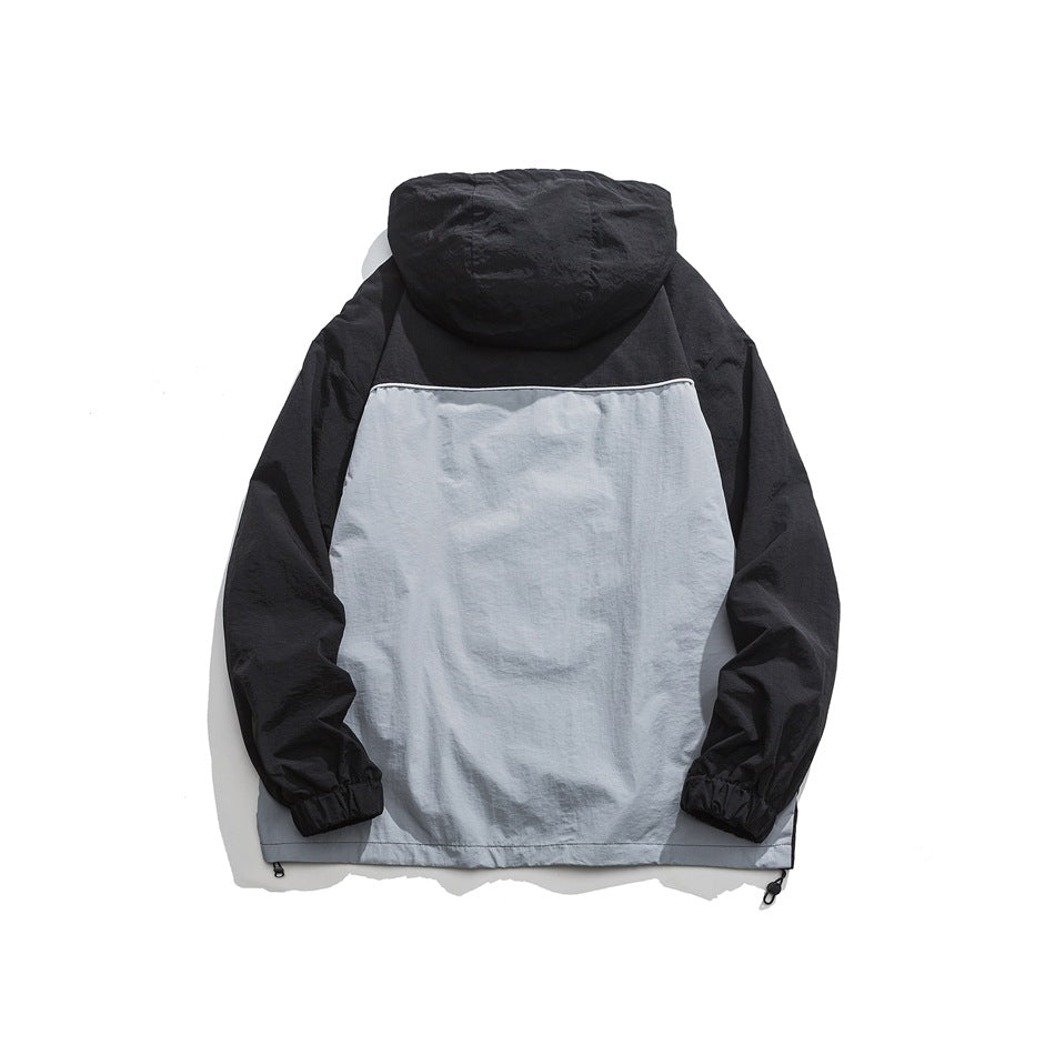 Unisex Jacket Fall Mechanical Style Shell Jacket Hooded Jacket Men and Women Baggy Coat