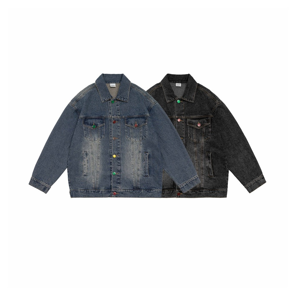 Unisex Jacket Casual Washed Denim Jacket Men and Women Couple Jacket