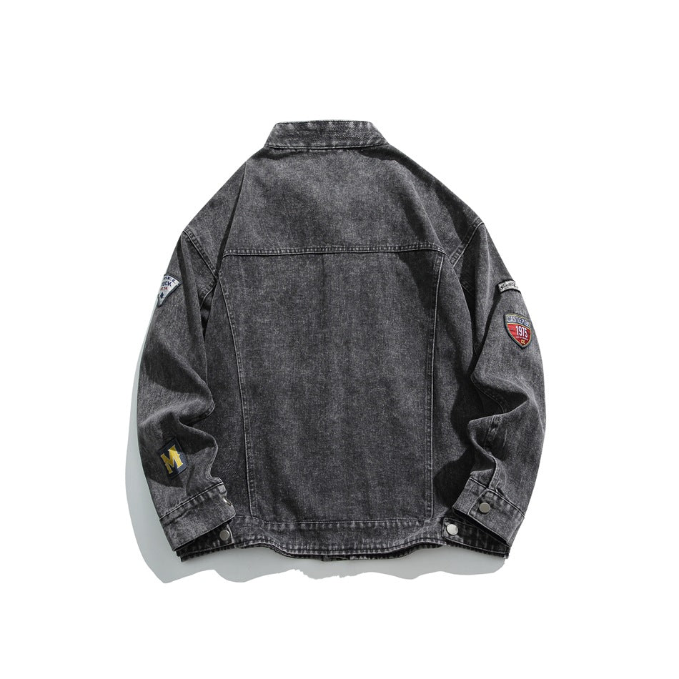 Unisex Jacket Vintage Denim Jacket Men's and Women's Same Washed Jacket Coat