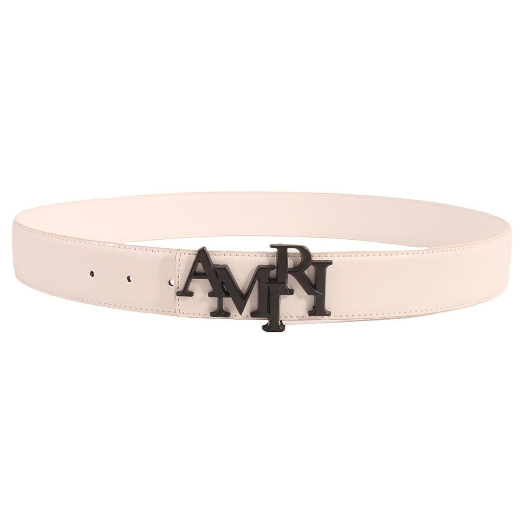 Amiri Belt Cross-border Popular Men's Belt Smooth  Neutral belt casual with jeans shipped with boxBuckle Letter Belt Youth Plaid Belt Trendy Casual Belt