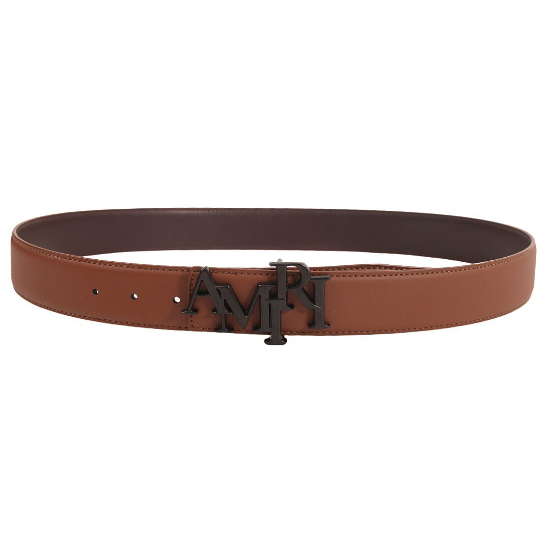 Amiri Belt Cross-border Popular Men's Belt Smooth  Neutral belt casual with jeans shipped with boxBuckle Letter Belt Youth Plaid Belt Trendy Casual Belt