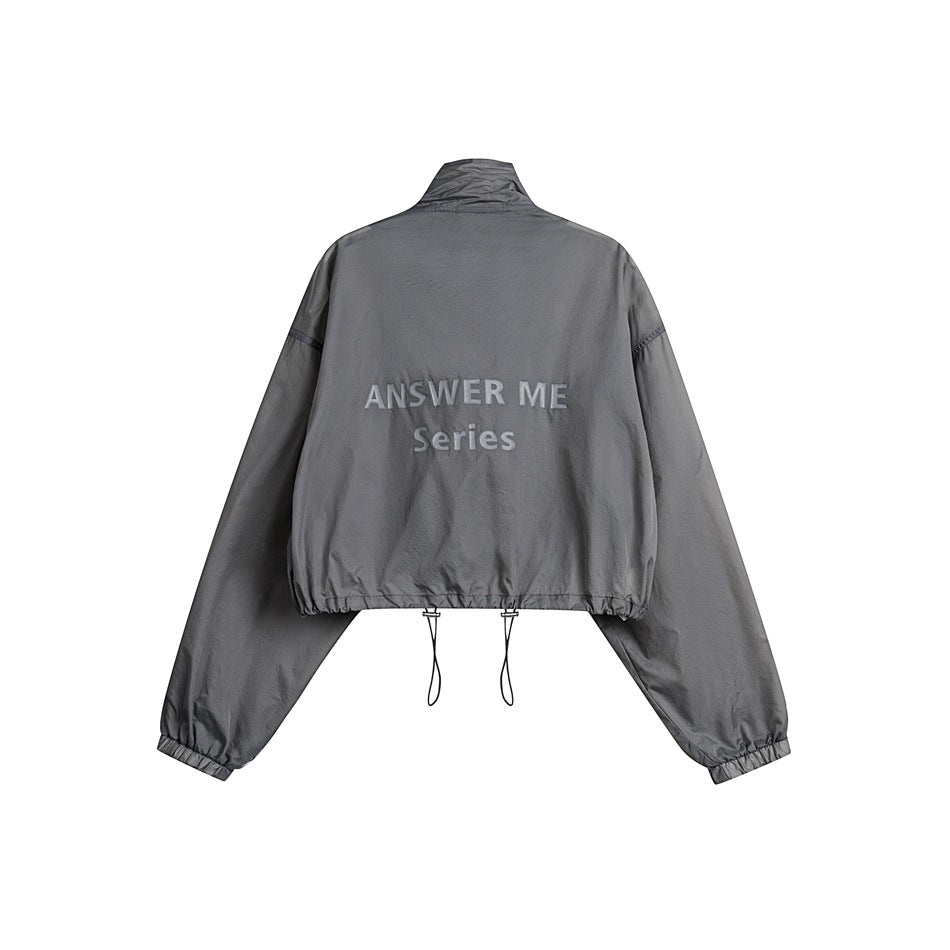 Unisex Jacket Stand Collar Jacket Sun Protection Top Women's Short Sports Jacket