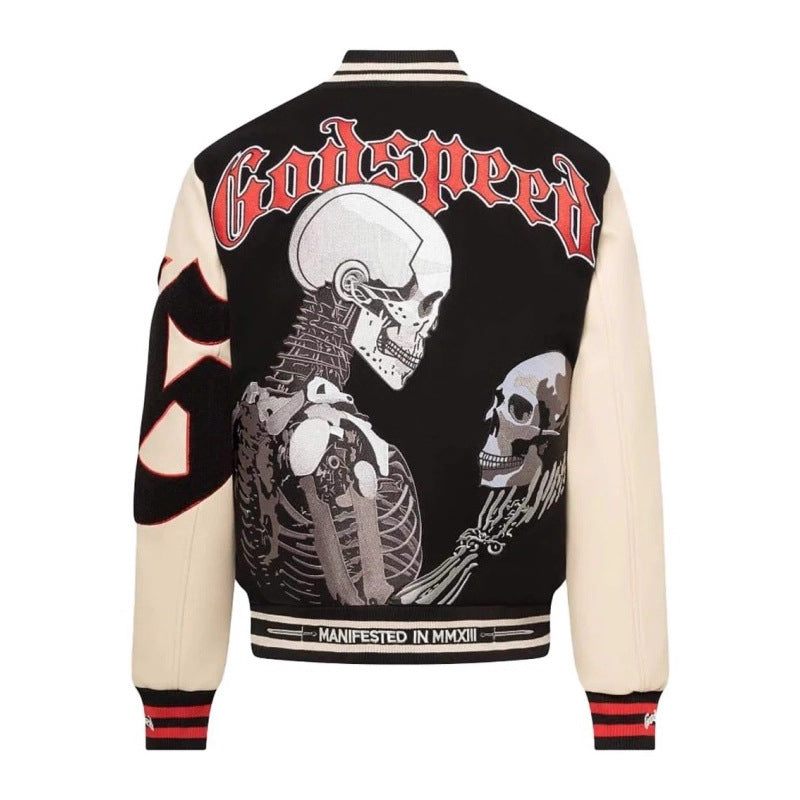Godspeed Jacket  Baseball Jersey Jacket Embroidered Loose Stand Up Collar