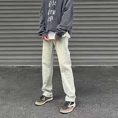 Men Jeans Vintage Jeans Summer Distressed Straight Bootleg Pants