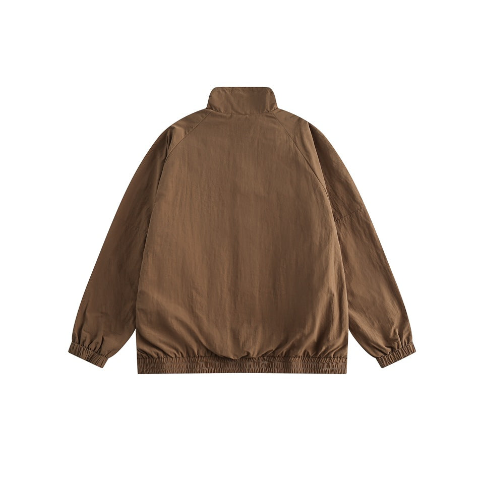 Unisex Jacket Simple Loose Retro Stand Collar Jacket Men's Coat