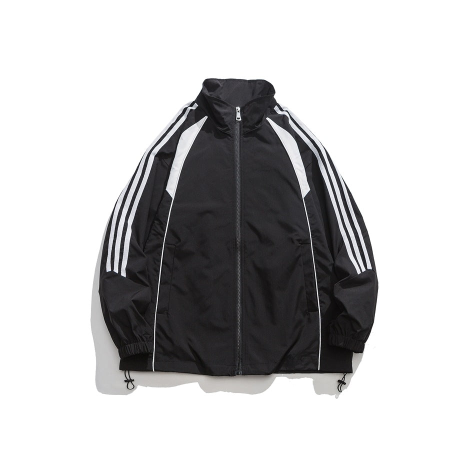 Unisex Jacket Vintage Sports Top Men's and Women's Coats Loose Casual Stand-up Collar Jacket