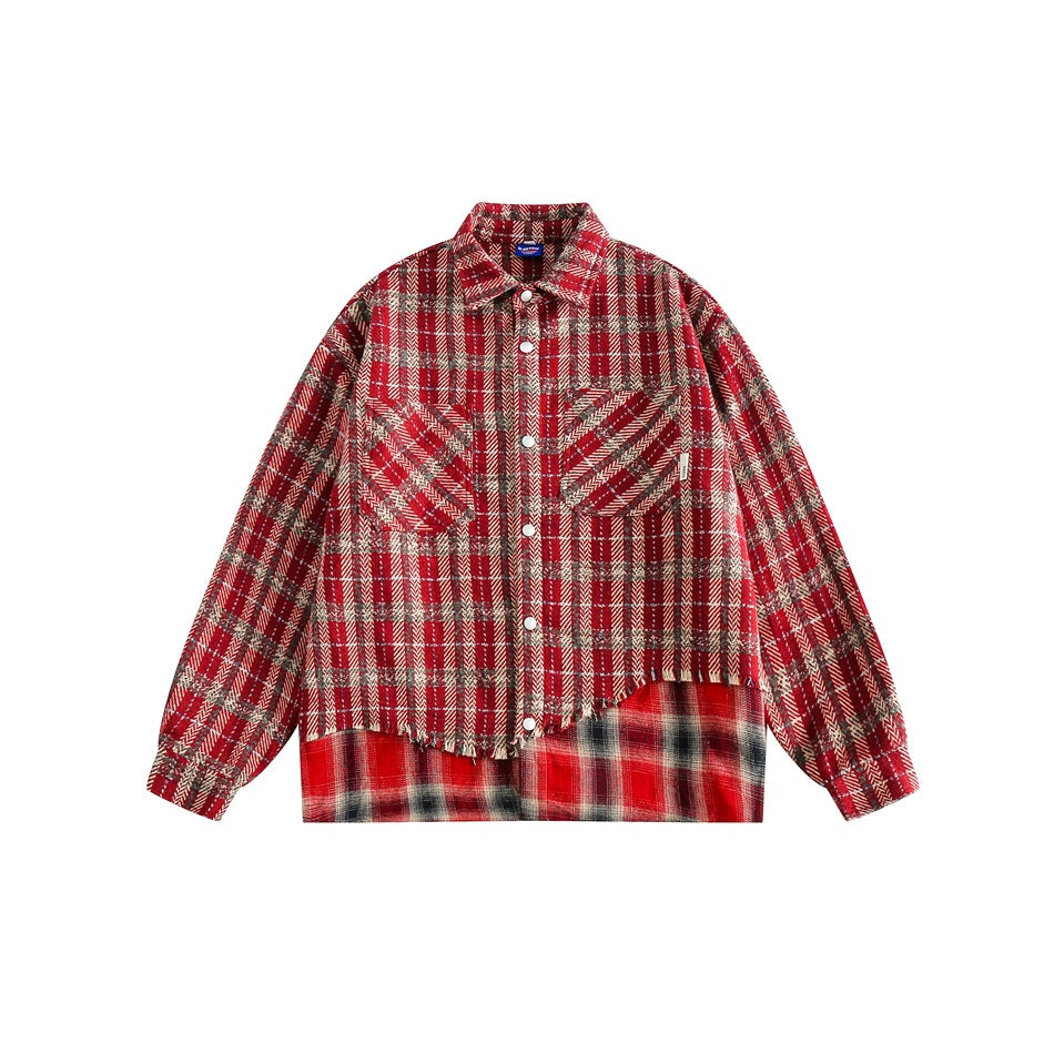 Unisex Jacket Vintage Scottish Plaid Stitching Jacket Men and Women Couple Jacket