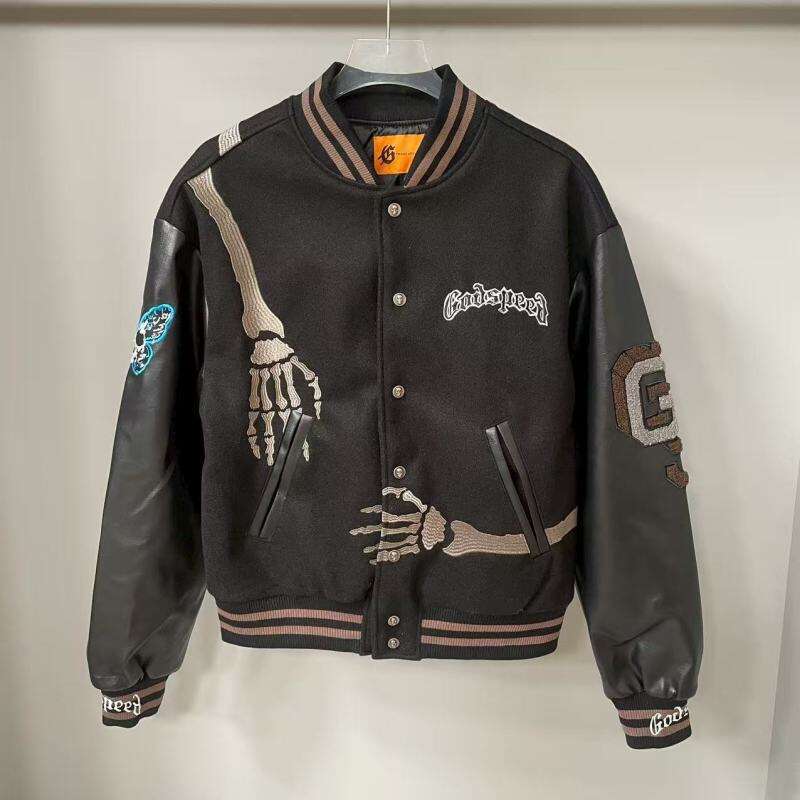 Godspeed Jacket  Baseball Jersey Jacket Embroidered Loose Stand Up Collar
