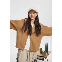 Unisex Jacket Relaxed-Fit Hoodie Top Coat Cotton Sweater Jacket