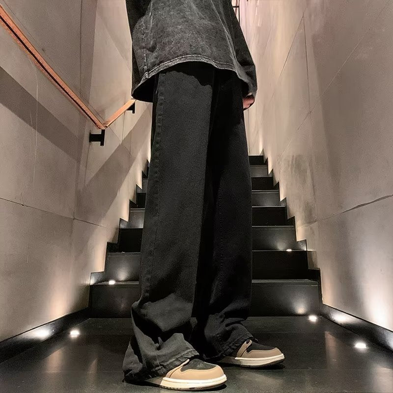 Men Jeans Fork Jeans Men Spring Retro Washed Straight-Leg Pants