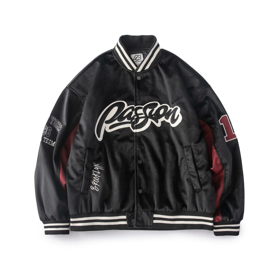 Unisex Jacket Retro Baseball Uniform Jacket Men's and Women's Loose Embroidered Jacket