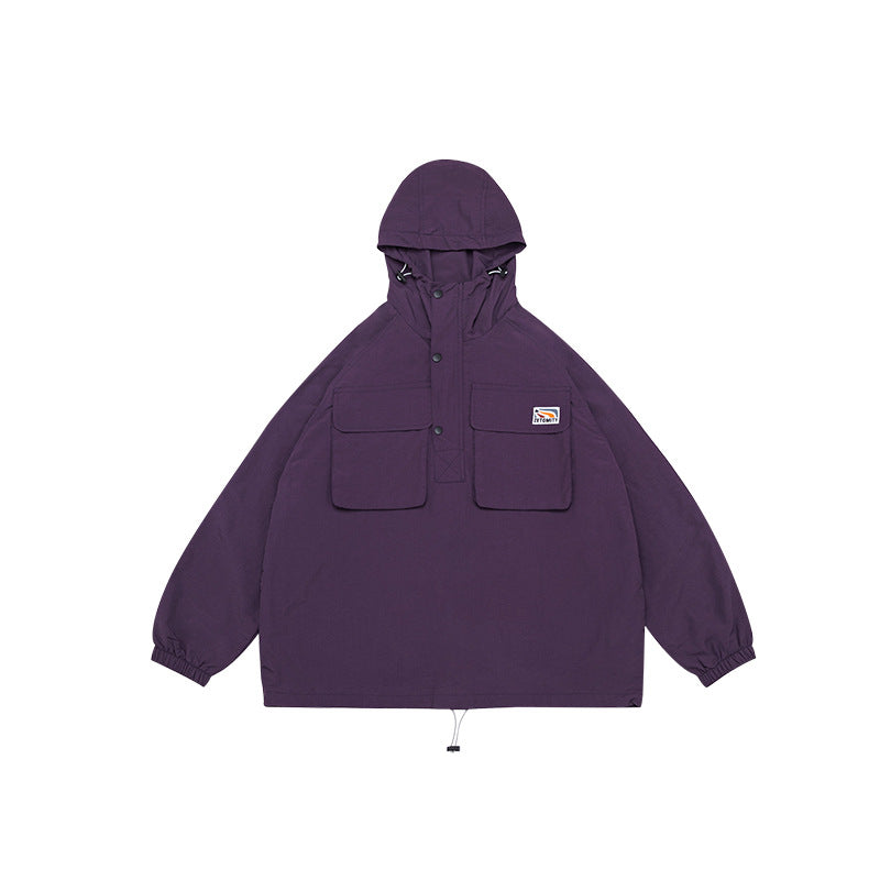 Unisex Jacket Sports Jacket Shell Jacket Loose Mechanical Style Outdoor Hooded Jacket