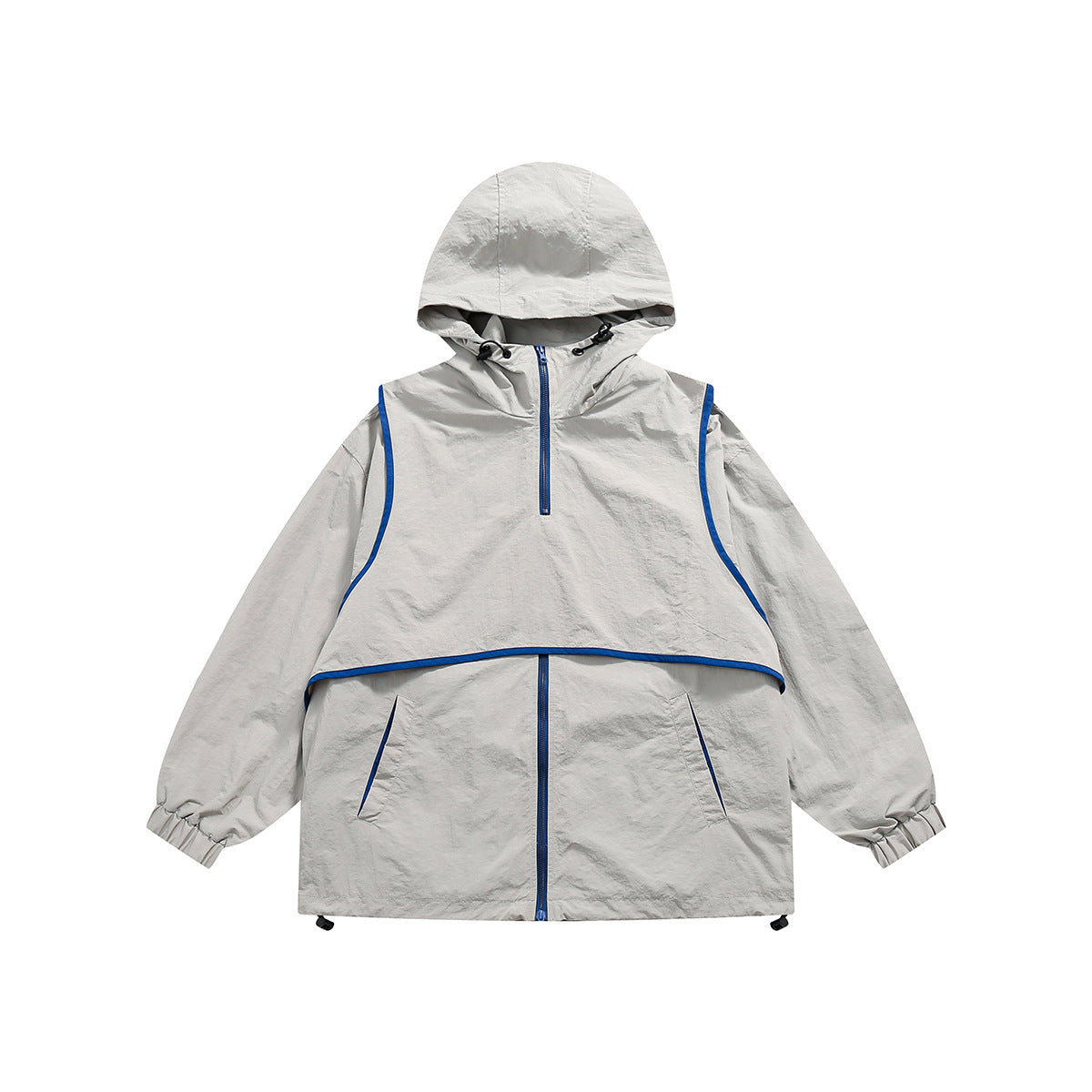 Unisex Jacket Stand Collar Jacket Detachable Two-Piece Retro Sports Jacket