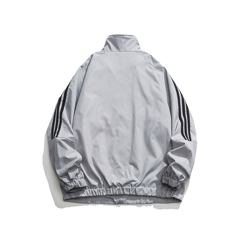 Unisex Jacket Vintage Cardigan Stand Collar Sports Jacket