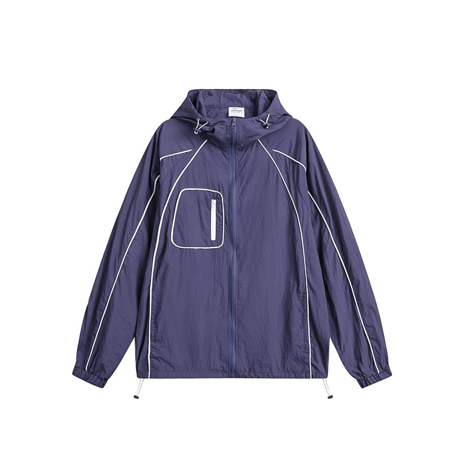 Unisex Jacket Retro Hooded Sports Jacket Men's and Women's Loose Jacket Thin Sun Protection Clothing