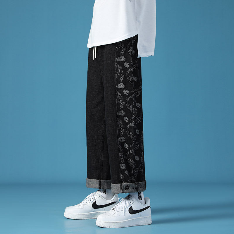 Men Jeans Paisley Jeans Men's Summer Loose Casual Pants