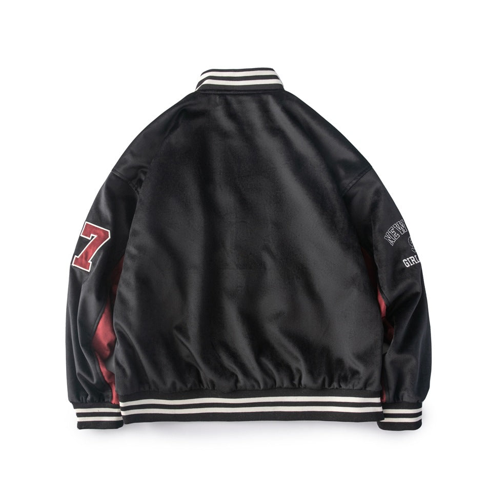 Unisex Jacket Retro Baseball Uniform Jacket Men's and Women's Loose Embroidered Jacket