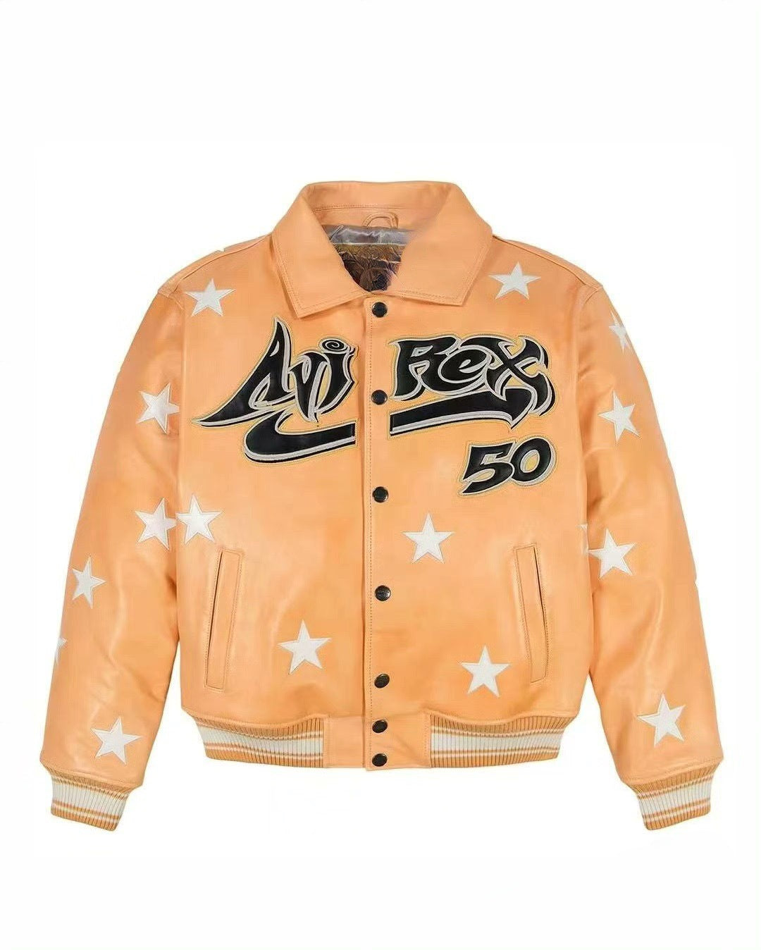 Hellstar Jacket Avirex X Hellstar Leather Jacket Loose Hip Hop