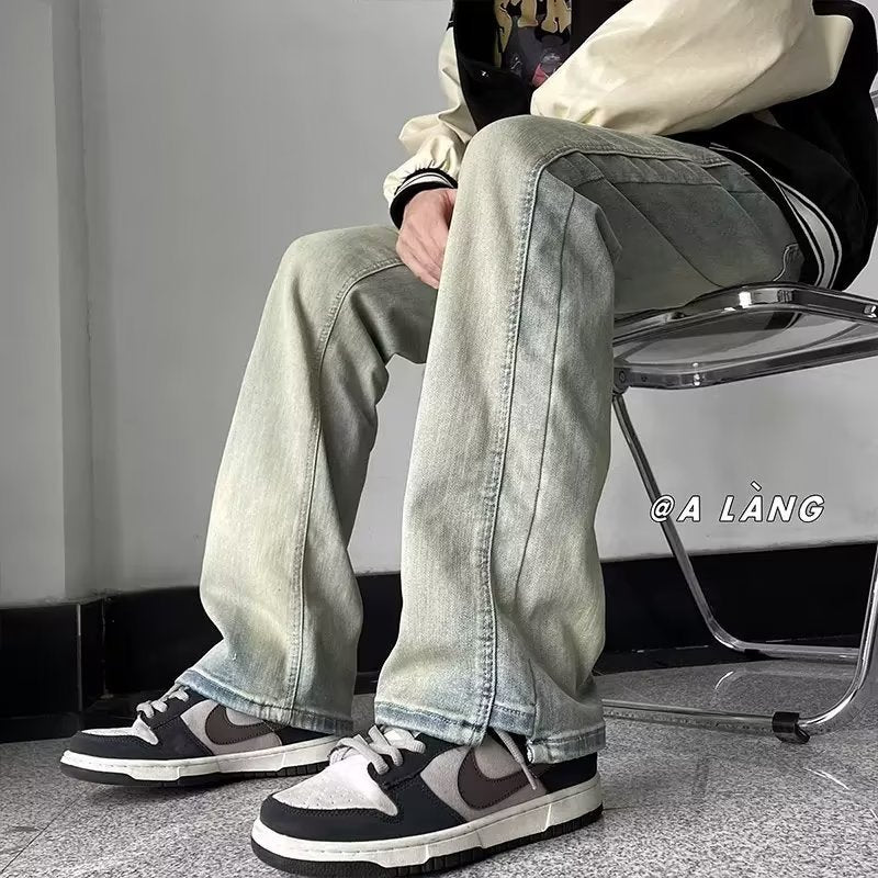 Men Jeans Spring and Autumn Retro Straight-Leg Pants Casual Trousers