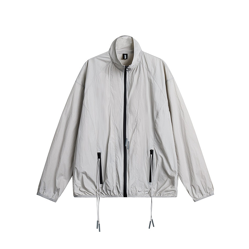 Unisex Jacket Vintage Sports Jacket Men and Women Stand Collar Sun Protective Clothes Coat