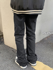 Men Jeans Ripped White Jeans Straight Slim-Fit Pants