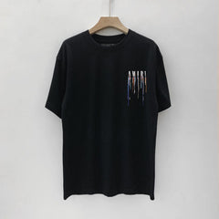 Amiri T Shirt Splash Ink Casual Hip Hop round Neck Short Sleeve T-shirt
