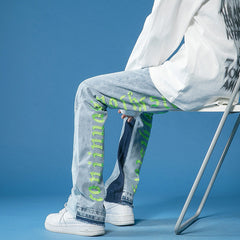 Men Jeans Spring Jeans Men's Loose Slim Fit Trousers Straight Pants