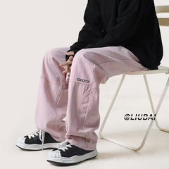 Men Jeans Spring and Autumn Straight Retro Wide-Leg Pants