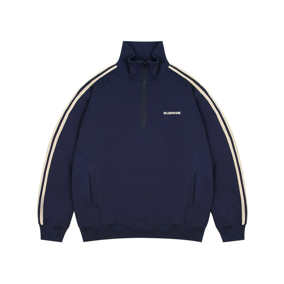 Unisex Jacket Autumn Sports Stand Collar Jacket Men's and Women's Same Style Top Loose Half Zipper Jacket