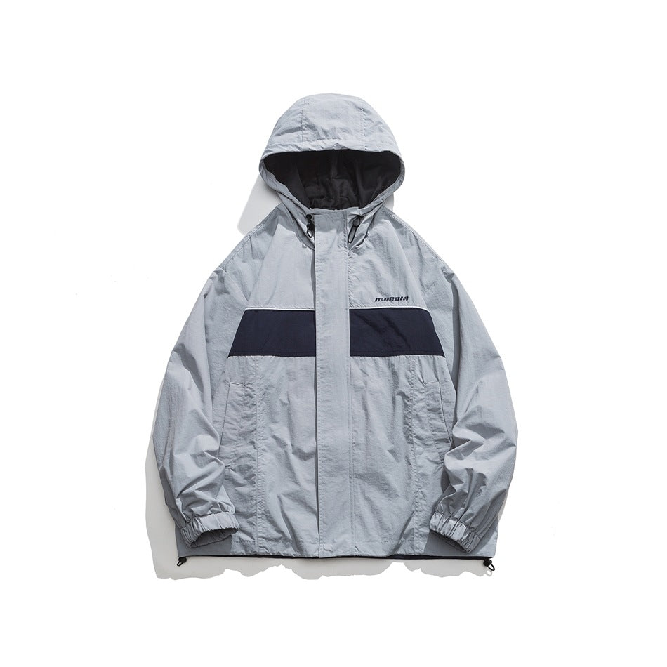 Unisex Jacket Fall Mechanical Style Shell Jacket Hooded Jacket Men and Women Baggy Coat