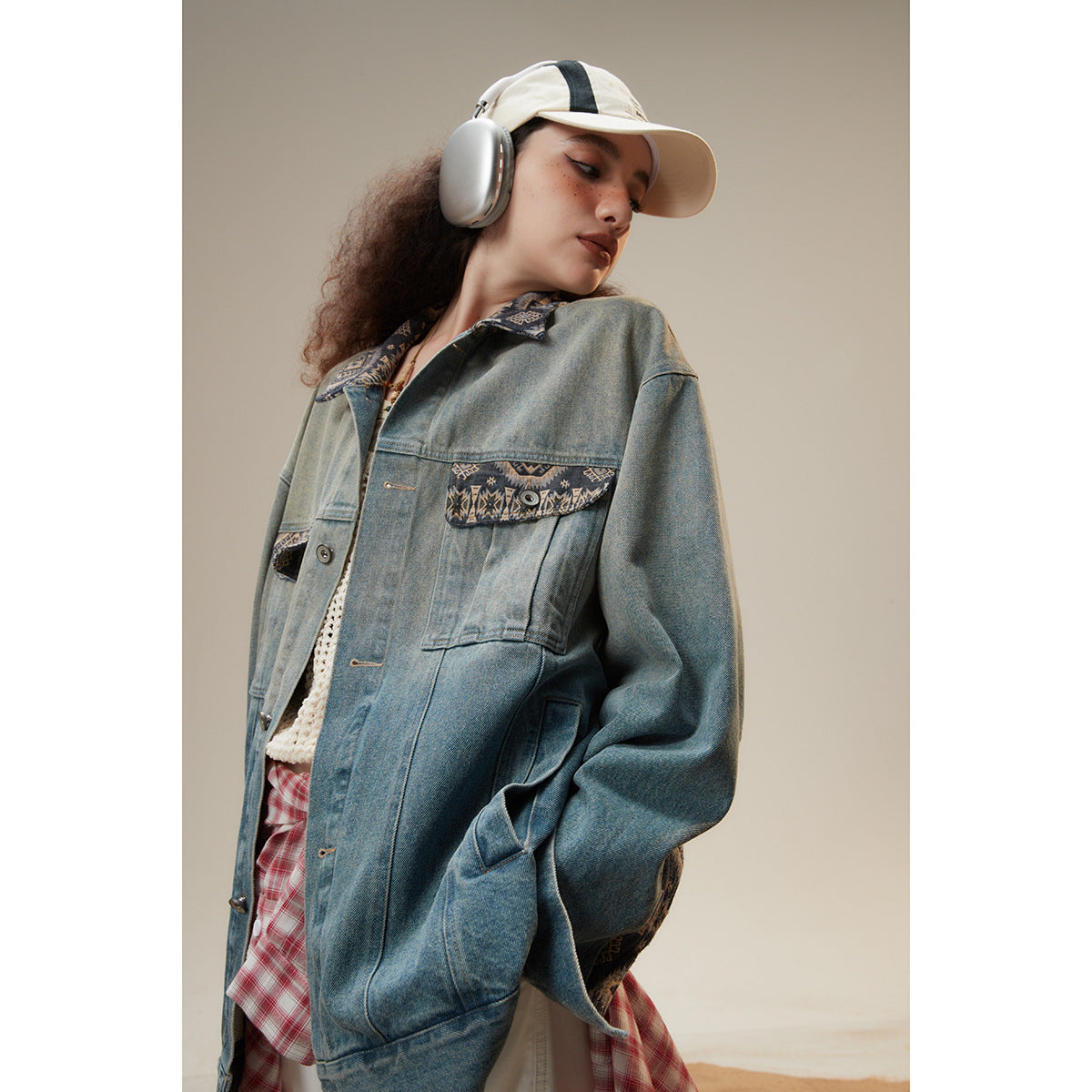 Unisex Jacket Washed Denim Clothes Jacket Lapel Loose Men and Women Same Style Overalls