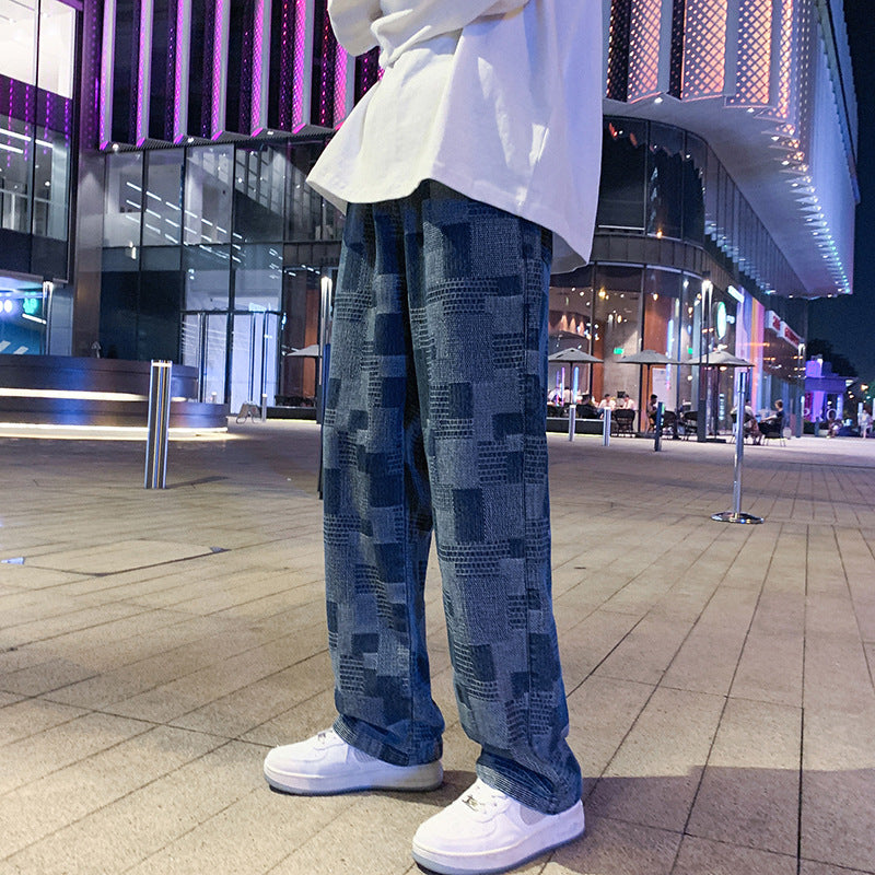 Men Jeans Spring and Autumn Loose Wide-Leg Pants Straight-Leg Pants