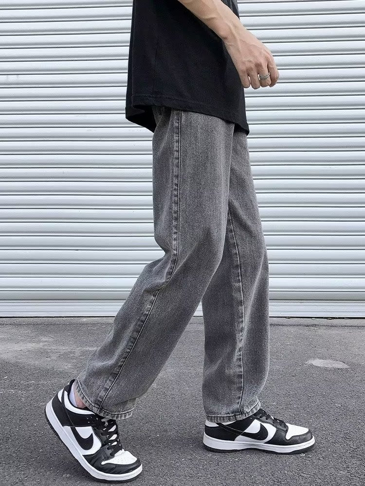 Men Jeans Smoky Gray Jeans Summer Baggy Straight Trousers