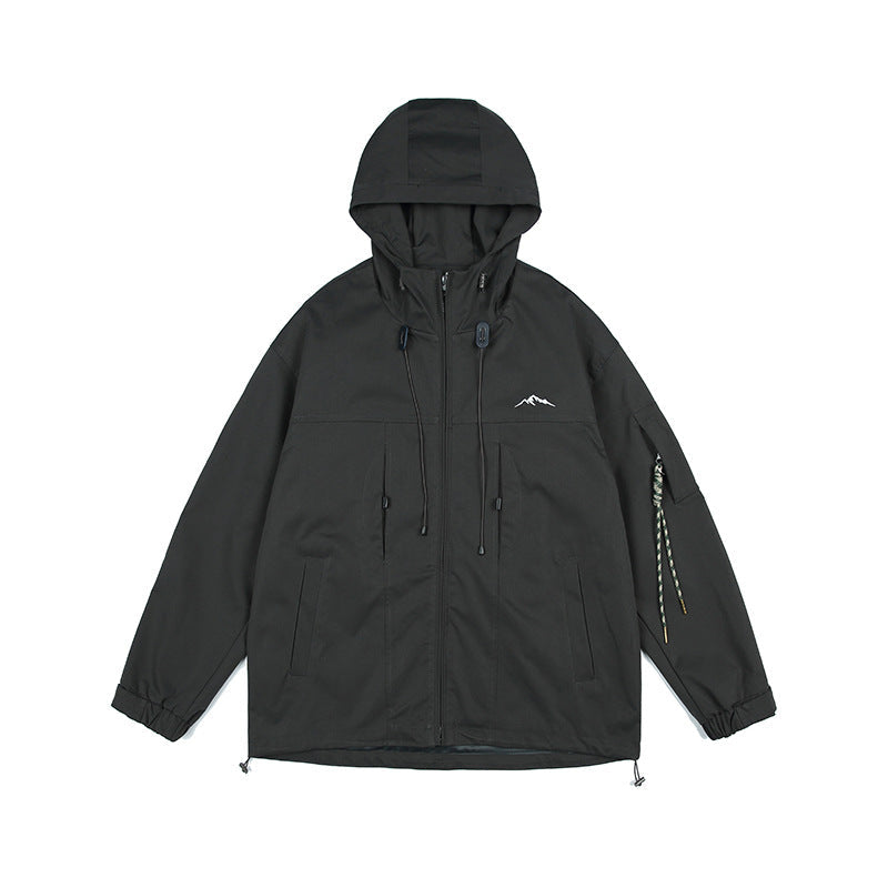 Unisex Jacket Mechanical Style Shell Jacket Workwear with Pocket Hooded Jacket
