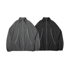Unisex Jacket Vintage Zipper Stand Collar Coat for Men and Women Same Style Loose-Fitting Workwear Jacket